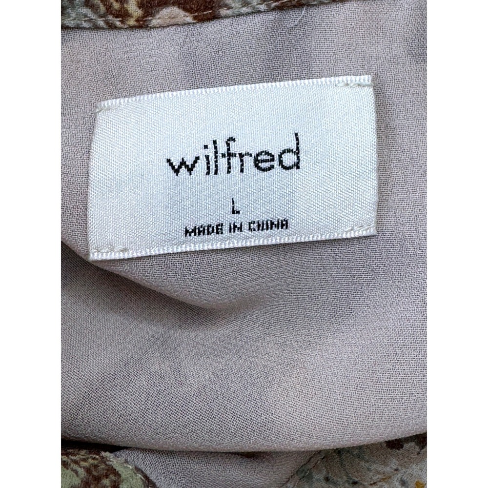 WILFRED Aritizia Henrietta Sheer Crop Blouse LG Snake Print Tans Career Wear LS - Picture 3 of 8